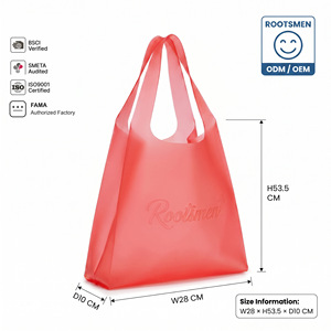 Bolso Tote de TPU Rojo Atractivo de Rootsmen con Logotipo Personalizado, Fácil de Limpiar, con Asa Superior Abierta y Asa para el Hombro, para Uso en la Playa y el Gimnasio - Product Image 1
