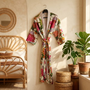 Robe kimono décorative brodée 100% coton, motif imprimé, manches longues, respirante, tenue de mode pour adultes, vêtements de fête - Product Image 3