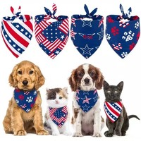 Écharpe triangulaire à motif écossais pour animaux de compagnie PET JOY, bavoir pour chiot et chat, serviette anti-bave, drapeau du Jour de l'Indépendance, toutes saisons, lavable à la main