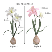 Fleur géante en papier fait main en forme de lys, blanche/rose, 40cm-80cm, pour mariage, fête, Pâques, festival, remise des diplômes, fête des mères
