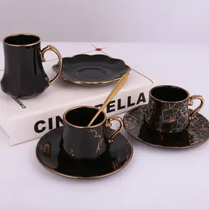 Taza de cerámica personalizada moderna, tazas de café negras de lujo