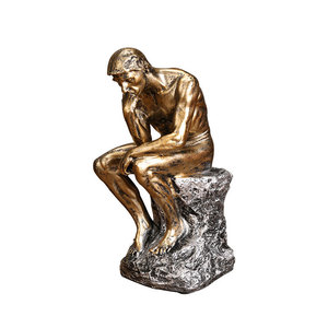 Estatua del Pensador, Escultura Moderna Clásica de Resina Art Deco, Decoración de Mesa Dorada/Plateada para Sala de Estar, Oficina, Hogar - Product Image 6
