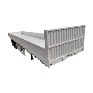 Semi-remorque plateau robuste 28T pour matériel lourd, avec flancs en acier, 3 essieux, dimensions 7600+1310+1310 mm - Product Image 2