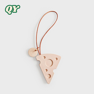 QY Cute Cheese PU <b>Leather</b> <b>Keychain</b> Bag Charm Cartoon Pendant Car Key Ring Gift Accessories for Women Girls - Product Image 2