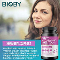 Capsules de Myo & D-Chiro Inositol avec Folate et Vitamine D - Marque privée Bioby OEM - 120 unités |   Complément alimentaire pour le bien-être