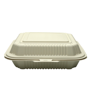 Barquette alimentaire compostable en amidon de maïs PP biodégradable à 3 compartiments, écologique, <span class=keywords><strong>jetable</strong></span>, rectangulaire, 50 oz - Product Image 2