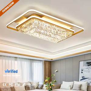 <span class=keywords><strong>Plafonnier</strong></span> encastré pour l'intérieur, éclairage domestique, lumière naturelle blanche, cristal doré, rond, rectangulaire, pour salon - Product Image 1