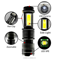 Senter LED Mini Q5 Portabel Tahan Air Daya Tinggi Isi Ulang dengan Klip Pena IP54 Grosir