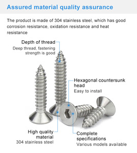 304 in acciaio inox a brugola esagonale esagono a <span class=keywords><strong>testa</strong></span> <span class=keywords><strong>svasata</strong></span> piatta <span class=keywords><strong>vite</strong></span> autofilettante ST2 ST2.3 ST2.6 ST3 ST3 ST3.5 ST4 ST5 ST5 ST5 ST6 ST8 - Product Image 6