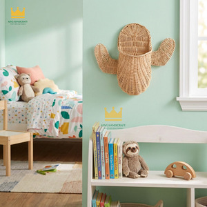 Hot Sale Rattan Cactus Shaped <b>Storage</b> <b>Basket</b> with Lid Kid <b>Toy</b> and <b>Storage</b> Boxes Bin Organizer for Children - Product Image 4