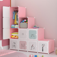 Armoire de Rangement Pliante DIY en Plastique pour Enfants, à Motifs de Dessins Animés, pour Bébé