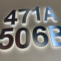 Plaque de numéro de maison LED de qualité supérieure, éclairée, pour extérieur, avec numéro de porte et adresse