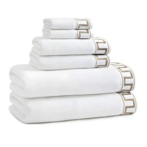 6 Pc Premium Cotton <b>Towel</b> <b>Set</b> - Elegant Greek Key Design, Quick-Dry and Absorbent <b>Bath</b> <b>Towels</b> with Hanger Loop - Product Image 6
