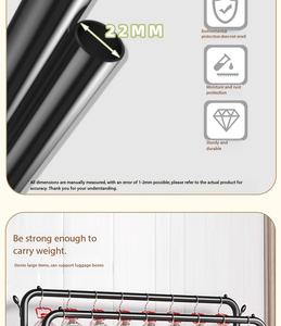 Porte-vêtements roulant robuste à 2 niveaux avec crochets et <span class=keywords><strong>roulettes</strong></span> pour chambre, buanderie, entrée, balcon - Product Image 4