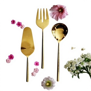Ensemble de couverts en acier inoxydable couleur or, taille et forme personnalisées, pour fournisseur en gros - Product Image 1