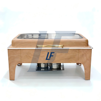 Plat de service professionnel de luxe 9L en acier inoxydable effet bois, chauffé à la vapeur, à économie d'énergie, avec contrôle manuel de la température