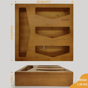 Boîte de rangement pour aliments, boîte de rangement pour tiroirs, organisateur de sacs refermables en bambou - Product Image 2