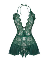 Combinaison sexy en dentelle à ourlet ouvert, moulante, transparente, en maille, lingerie grande taille