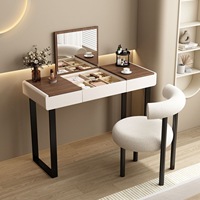 Table de toilette moderne minimaliste en bois massif, table pliante, bureau de chambre, coiffeuse de luxe à plateau rabattable