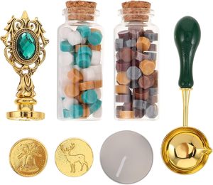 Ensemble de sceaux de cire en verre rétro créatifs, vente en gros, perles de sceau pour enveloppes, cire à sceller les enveloppes de style rétro créatif - Product Image 1