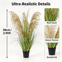 Herbe de roseau artificielle marron récoltée en automne, 90 cm, plante de pampa séchée artificielle en pot pour la décoration de la ferme, du porche et de l'entrée en saison automnale