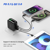 Chargeur Rapide Gan PD USB Type-C 140W 100W 20W 18W pour Ordinateur Portable, Téléphone et Tablette, Adaptateur 100W 140W avec Écran pour iPhone, MacBook, iPad