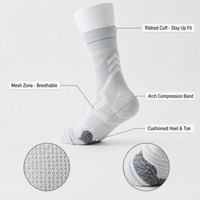 Chaussettes de basketball respirantes en maille ventilée avec talon et orteils renforcés, soutien de la voûte plantaire, chaussettes athlétiques pour l'entraînement et la gym