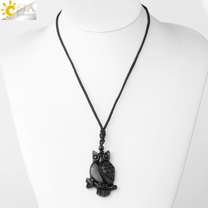 CSJA-<span class=keywords><strong>collier</strong></span> en <span class=keywords><strong>obsidienne</strong></span> noir tendance, quartz naturel <span class=keywords><strong>bouddha</strong></span>, hibou, tête de loup, dragon, bijoux pour hommes, amulette porte-bonheur, G644 - Product Image 6