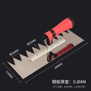 Couteau à plâtre denté en acier inoxydable Truelle <span class=keywords><strong>Carreleur</strong></span> Grattoir Couteau à mastic avec planche en argile dentelée Outils à main pour le travail du carrelage - Product Image 2