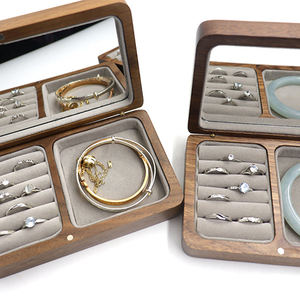 Caja de artesanía de madera de nogal Caja de joyería de tamaño de viaje con <span class=keywords><strong>espejo</strong></span> - Product Image 5