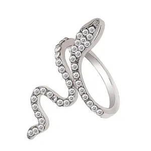 时尚钻石蛇戒指复古纯银戒指套装批发价复古闪亮银戒指女童饰品