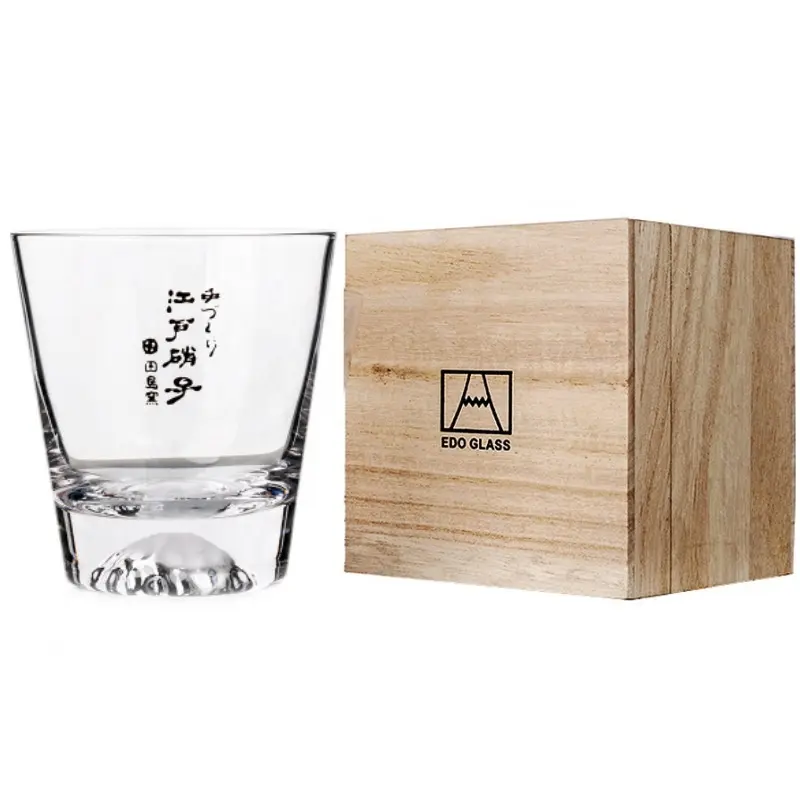 Bicchieri fatti a mano in vetro di whisky con bicchiere in cristallo a fondo spesso a forma di totem Fuji