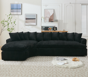 84" Chenille Convertible Modern <b>Sofa</b> Loveseat Deep Seat 2 Throw Pillows Memory Foam Living Room Apartment <b>Office</b> Lounge-Black - Product Image 1