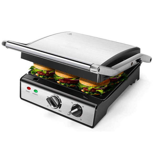 Bbq Steak Hamburger Panini Electric Sandwich Maker Portable Contact Grill Press with Temperature Control for Household Hotel Use