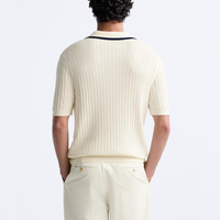 Tissu côtelé pour chemise homme, personnalisé OEM/ODM, 61% coton, 39% polyester, manches courtes, anti-boulochage, uni, contrasté