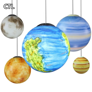 Luminaire suspendu en forme de lune 3D fait à la main, vente en gros, design de boule ronde de grande taille, lustre moderne Terre Mars pour personnalisation - Product Image 1