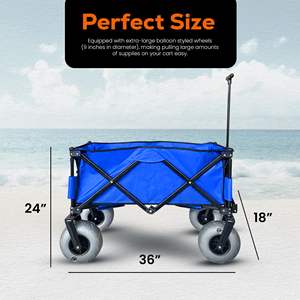 Chariot de camping pliable en acier robuste à quatre roues avec pneus ballon, chariot de plage pliable, chariot à outils OEM pour la plage et le sable - Product Image 3
