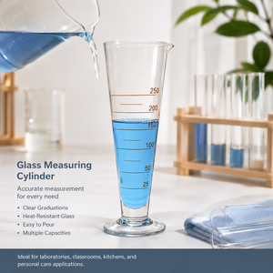 Vaso medidor cónico de vidrio Degao con paredes gruesas, de vidrio borosilicato altamente transparente para medición de reactivos en laboratorios de química. - Product Image 2