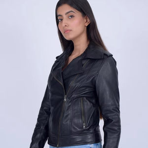Conjunto de Chaquetas de Mujer 2025, Nueva Moda, Chaqueta de Motociclista de Cuero Sintético Desgastado, Estilo Retro, Manga Larga, Casual, con Cremallera - Product Image 1