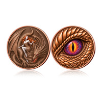 Pièces de monnaie commémoratives en cuivre fin de 1 once, style vintage, avec motifs Dragon et Mythe de la Beauté, vente en gros