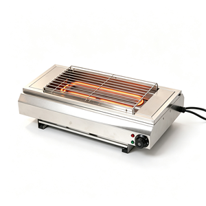Four à barbecue électrique sans fumée en acier inoxydable de 3 kW, machine à brochettes commerciale pour les stands de rue, pour rôtir des brochettes de mouton - Product Image 1