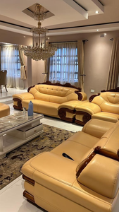 यूरोपीय शैली ऑस्ट्रेलिया हॉट सेलिंग लिविंग रूम लक्जरी ठोस लकड़ी विला चमड़े के सोफे - Product Image 4