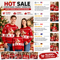 Pull de Noël familial en stock pour le Nouvel An – Pull jacquard tricoté inspiré du Nord, motif renne et flocon de neige, à prix abordable