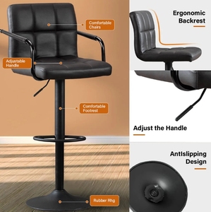 Vente flash 360 ° Tabourets <span class=keywords><strong>de</strong></span> <span class=keywords><strong>bar</strong></span> pivotants <span class=keywords><strong>avec</strong></span> dossier et accoudoirs, chaises <span class=keywords><strong>de</strong></span> cuisine modernes noires pour <span class=keywords><strong>bar</strong></span>, café, comptoir, maison, meubles <span class=keywords><strong>de</strong></span> <span class=keywords><strong>bar</strong></span> <span class=keywords><strong>pas</strong></span> chers - Product Image 2