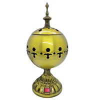 Brûleur d'encens électrique de luxe plaqué or avec motif arabe ajouré, brûleur de Bakhoor à brancher pour la maison, la mosquée et le bureau