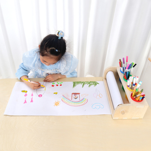 Trẻ Em Của Gỗ Giá Vẽ Với Máy Tính Để Bàn Lưu Trữ Con Lăn Vẽ Giấy Bút Chì Chủ Cho Trẻ Em Vẽ - Product Image 2