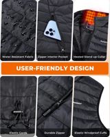 Gilet chauffant imperméable lavable léger pour hommes Freestyle hiver 8 zones de chauffage 3 niveaux de chauffage batterie incluse Ski