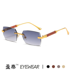 Lunettes de soleil sans monture Yingtai, monture dorée, verres dégradés, UV400, style streetwear pour femmes - Product Image 2