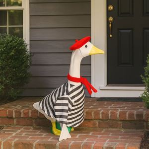 Ensemble de vêtements pour statue de porche de haute qualité, avec robe à volants mignonne et accessoires à nœuds, imprimé personnalisé, pour oie de pelouse - Product Image 6