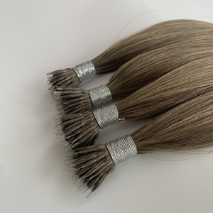 Extensions capillaires européennes vierges doublement étirées en gros, alignées sur les cuticules, pré-collées, à anneaux nano - Product Image 2